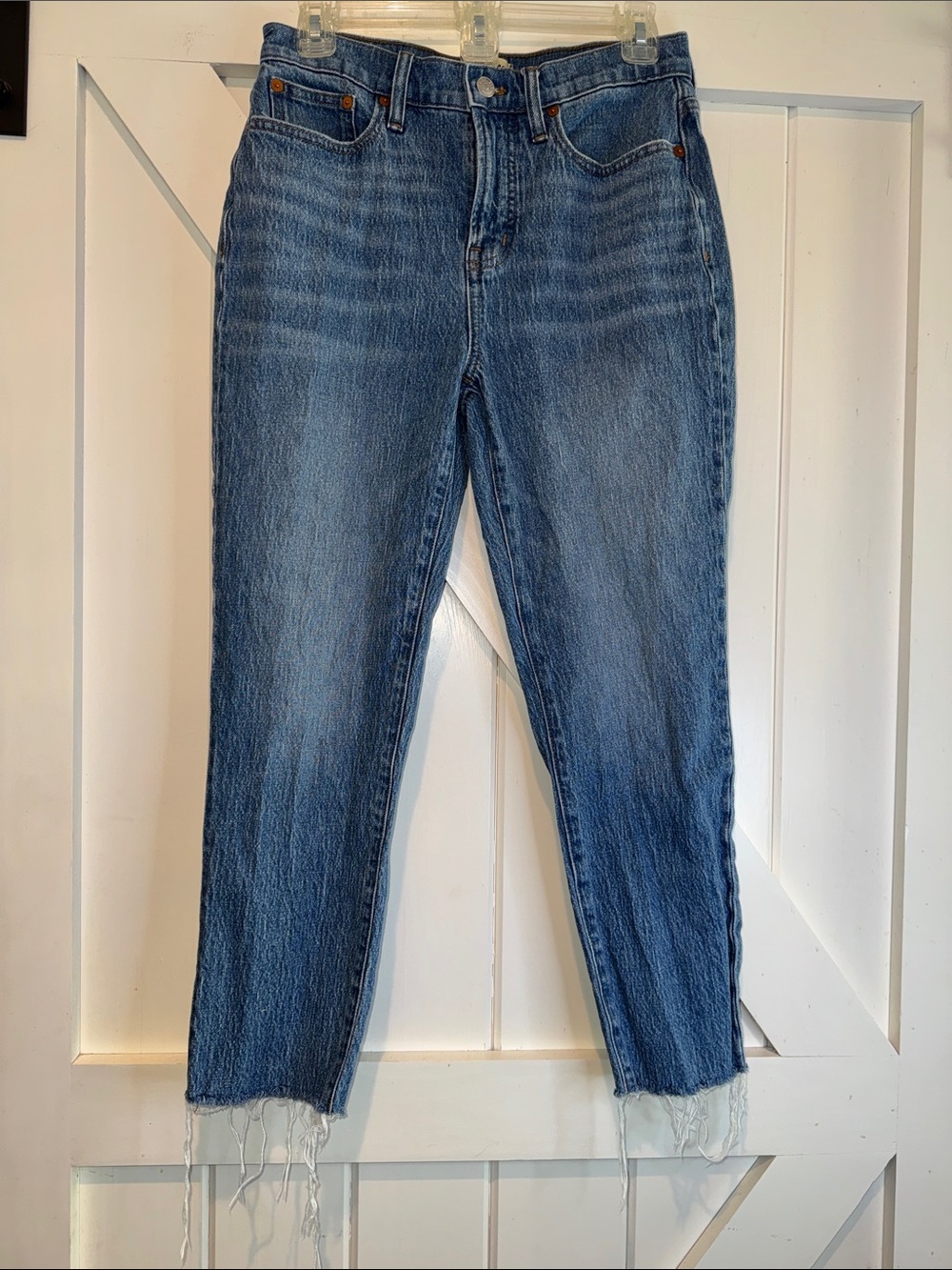 Madewell Blue Cropped High-Rise Straight Jeans